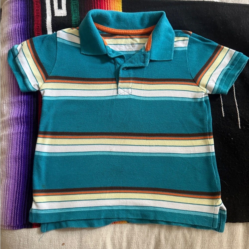 Striped Teal Kids Polo Shirt 24M Cherokee